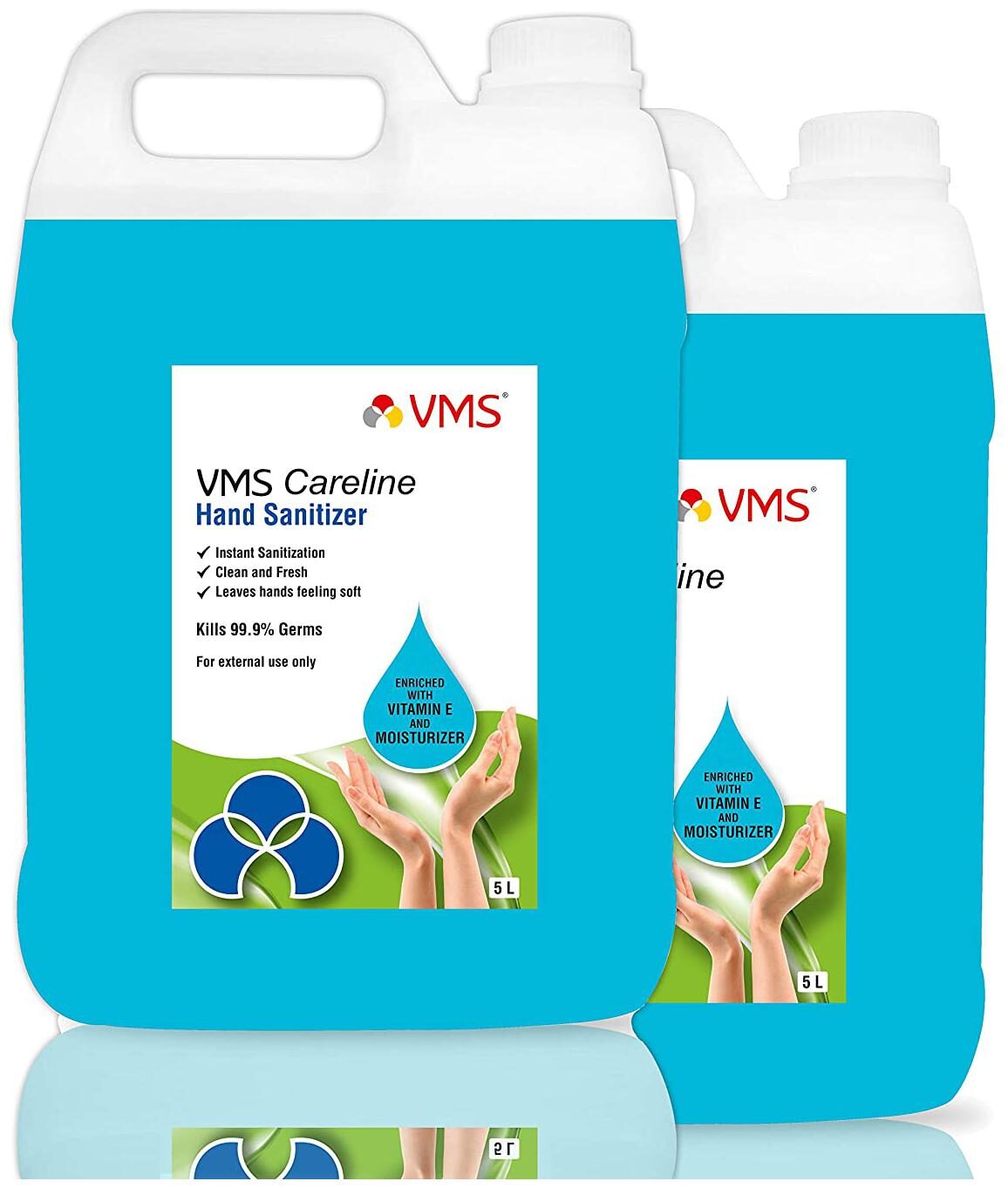 

VMS Careline Hand Sanitizer Liquid 72 alcohol based Pack of 2 (5Ltr x 2)