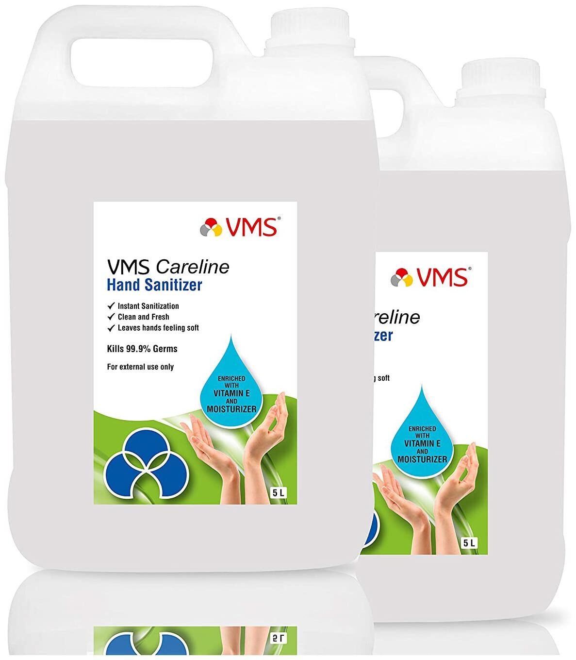 

VMS Careline Hand Sanitizer Gel 72 alcohol based Pack of 2 (5Ltr x 2)