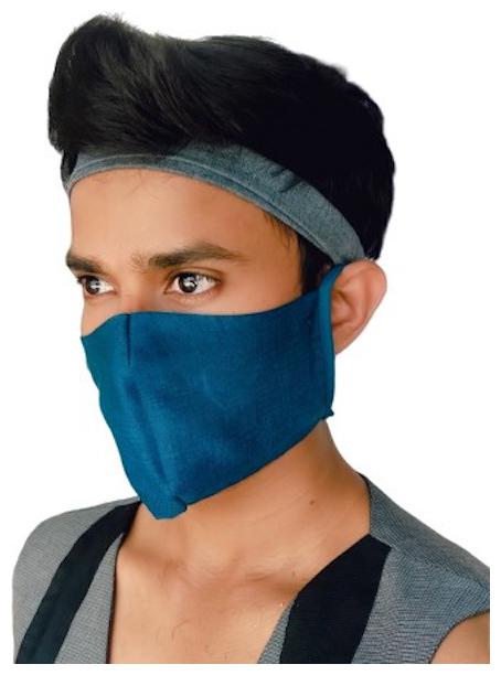 

Vooz 2 Ply Organic Cotton Face Masks With Earloop Blue (Pack of 3)