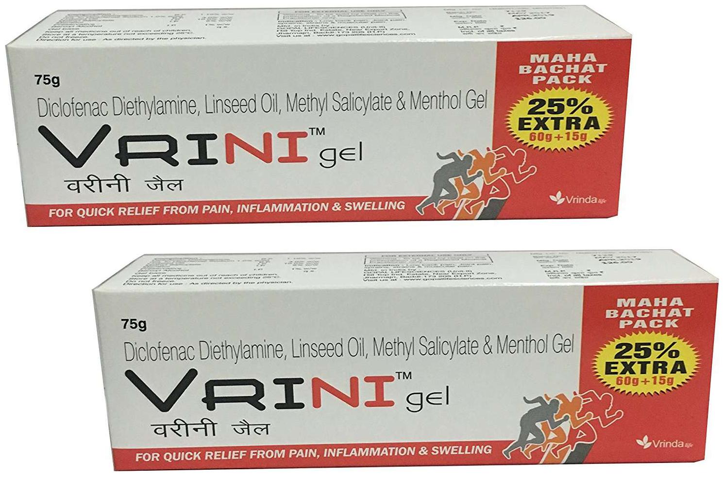 

Vrinda Vrini Pain Relief Gel For Men Women - Quick Relief From Pain Inflamation Swelling