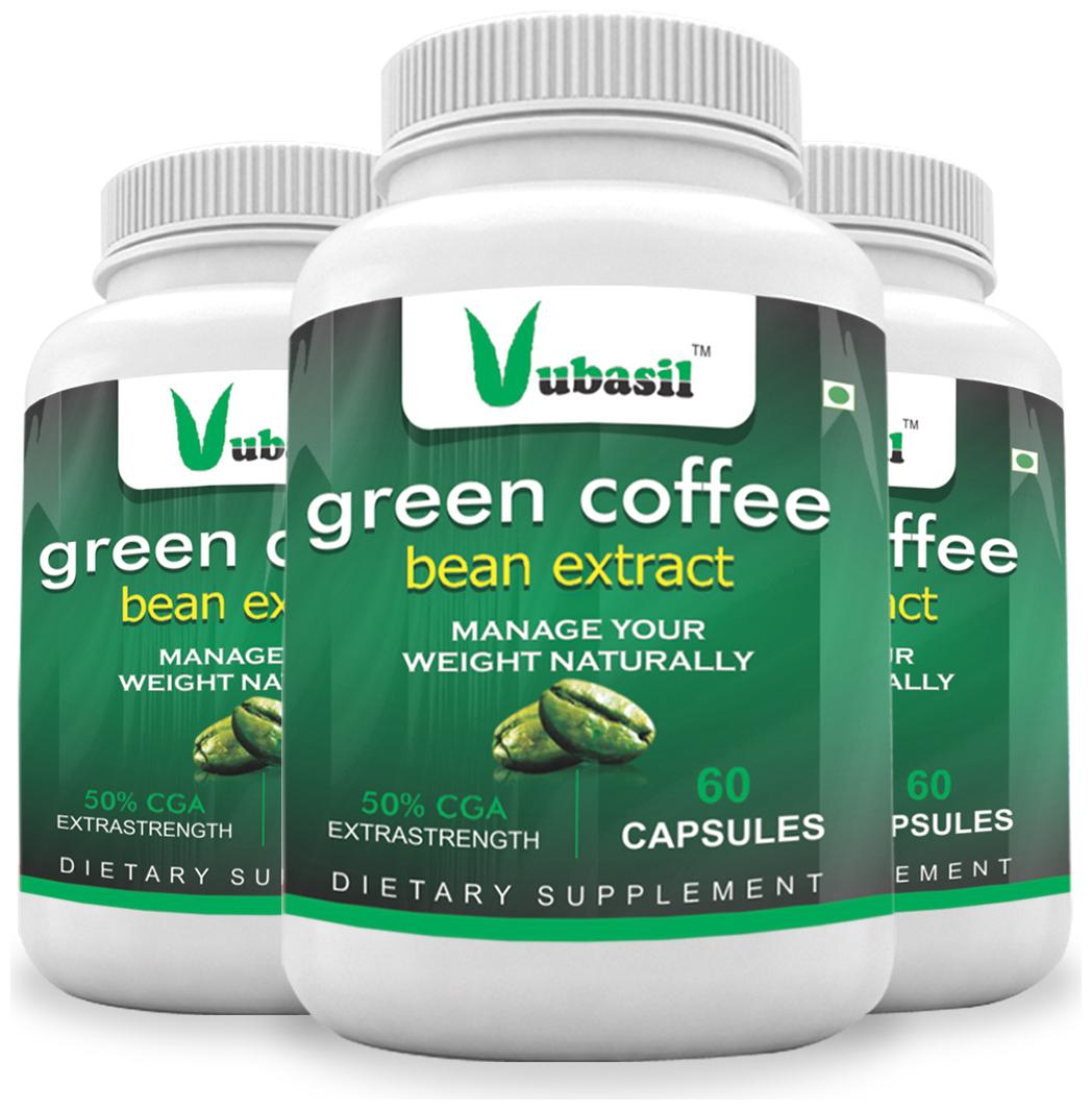 

Vubasil 100 Pure Herbal Green Coffee Beans Extract Weight Loss Fat Burner Natural Metabolism Immunity Booster Enhances Digestion Stamina Strength Appetite Suppressant Organic Veg (180 Capsules)