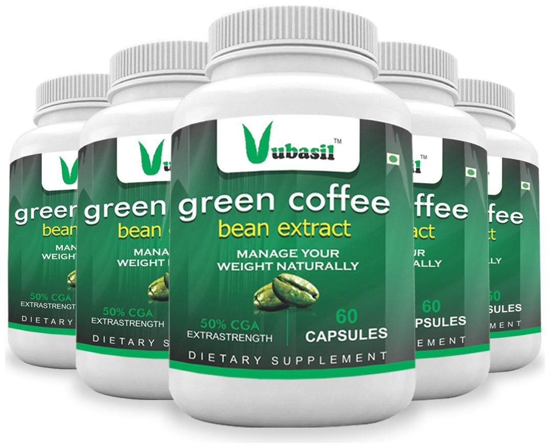 

Vubasil 100 Pure Herbal Green Coffee Beans Extract Weight Loss Fat Burner Natural Metabolism Immunity Booster Enhances Digestion Stamina Strength Appetite Suppressant Organic Veg (300 Capsules)