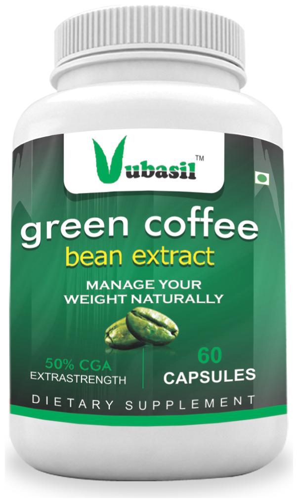 

Vubasil 100 Pure Herbal Green Coffee Beans Extract Weight Loss Fat Burner Natural Metabolism Immunity Booster Enhances Digestion Stamina Strength Appetite Suppressant Organic Veg (60 Capsules)