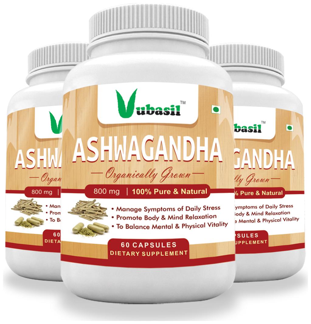 

Vubasil Pure Herbal Ashwagandha Extract Capsules General Wellness Anxiety Relief Enhances Strength Stamina Power Fights Diabetes Stress Support Immunity Booster Natural Organic Veg (180 Capsules)