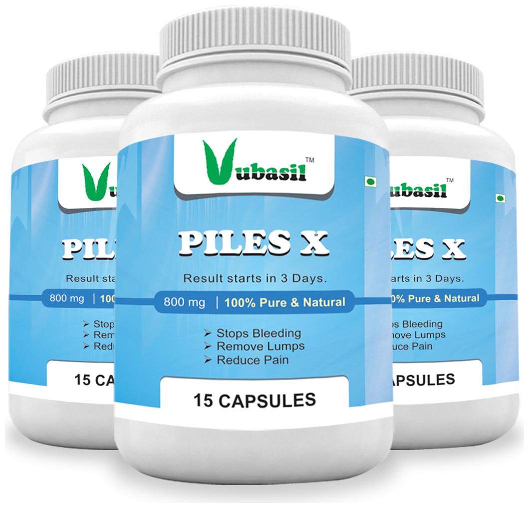 

Vubasil Pure Herbal Piles X Hemorrhoids Fissures Bawasir Care Piles Relief Stops Blood Reduces Pain Swelling Repairs Internal Veins Prevents Constipation Immunity Booster Organic Veg (45 Capsules)