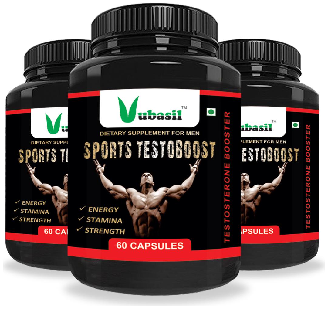 

Vubasil Natural Testosterone Booster For Stamina Strength Energy Power Bodybuilding and Lean Muscle Pump Gain Immunity Booster Gym Supplement 60 Capsules each (Pack Of 3)