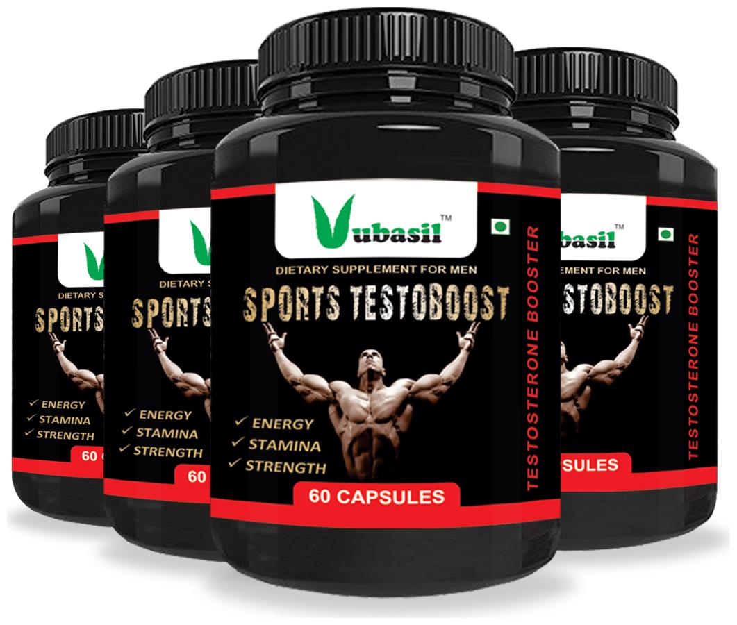 

Vubasil Natural Testosterone Booster For Stamina Strength Energy Power Bodybuilding and Lean Muscle Pump Gain Immunity Booster Gym Supplement 60 Capsules each (Pack Of 4)