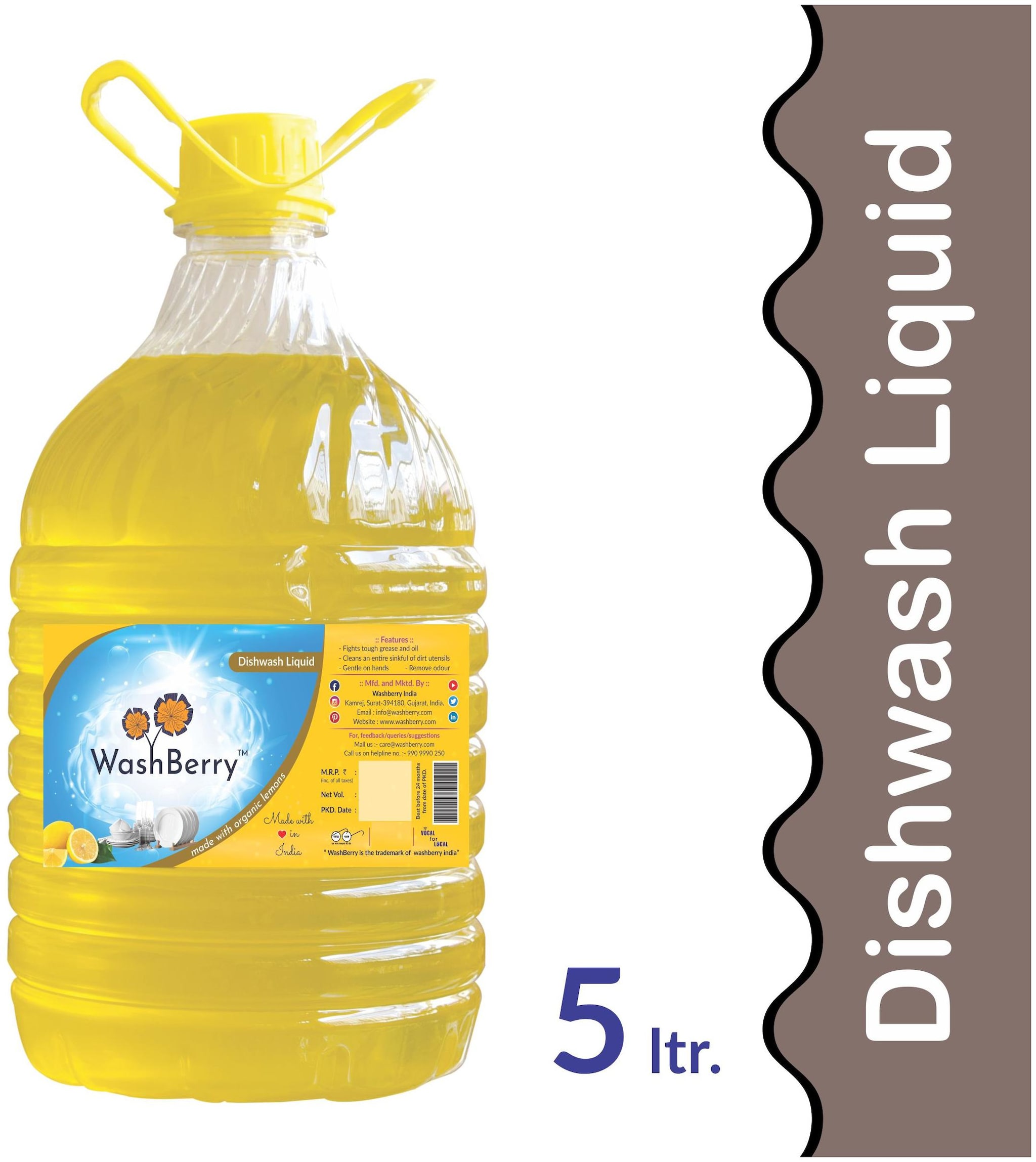 

Washberry Dishwash Liquid 5L (Pack Of 1)
