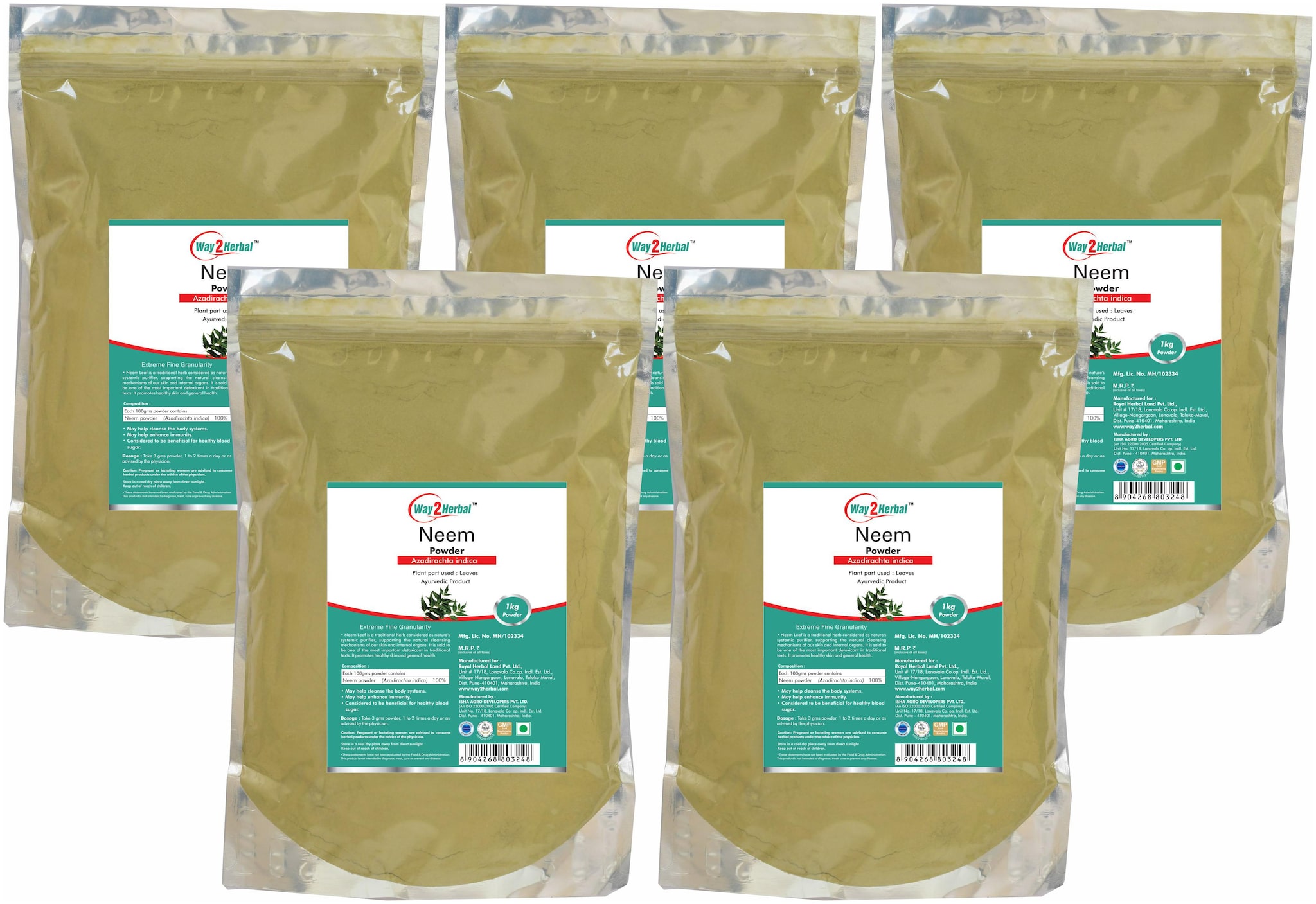

Way2Herbal Neem patra powder - 1 kg Value Pack of 5