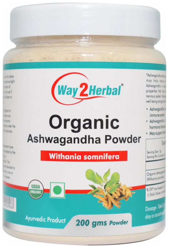 

Way2herbal Organic Ashwagandha Powder 200g Withania somnifera - For Vigor and vitality