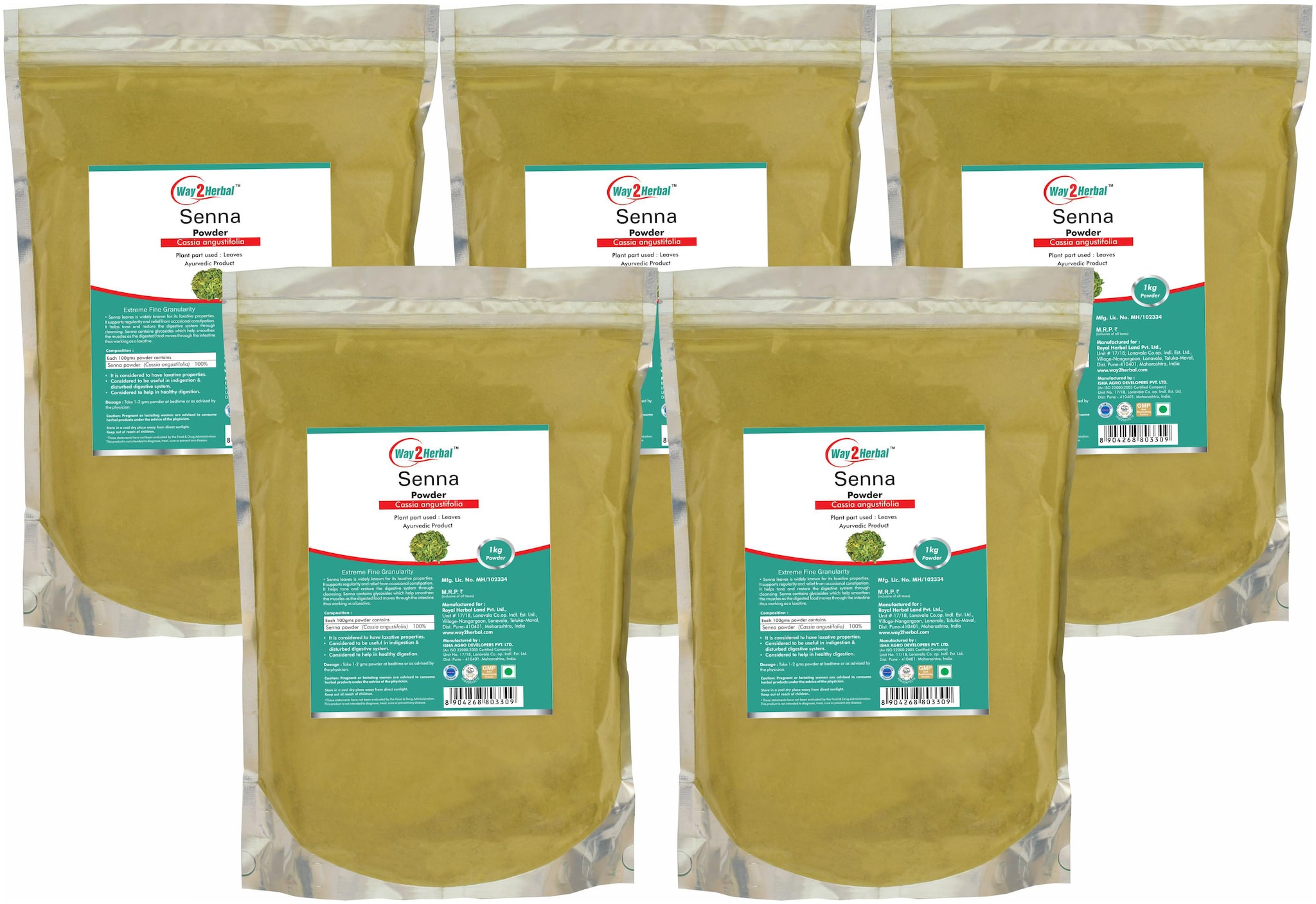 

Way2Herbal Senna powder - 1 kg Value Pack of 5