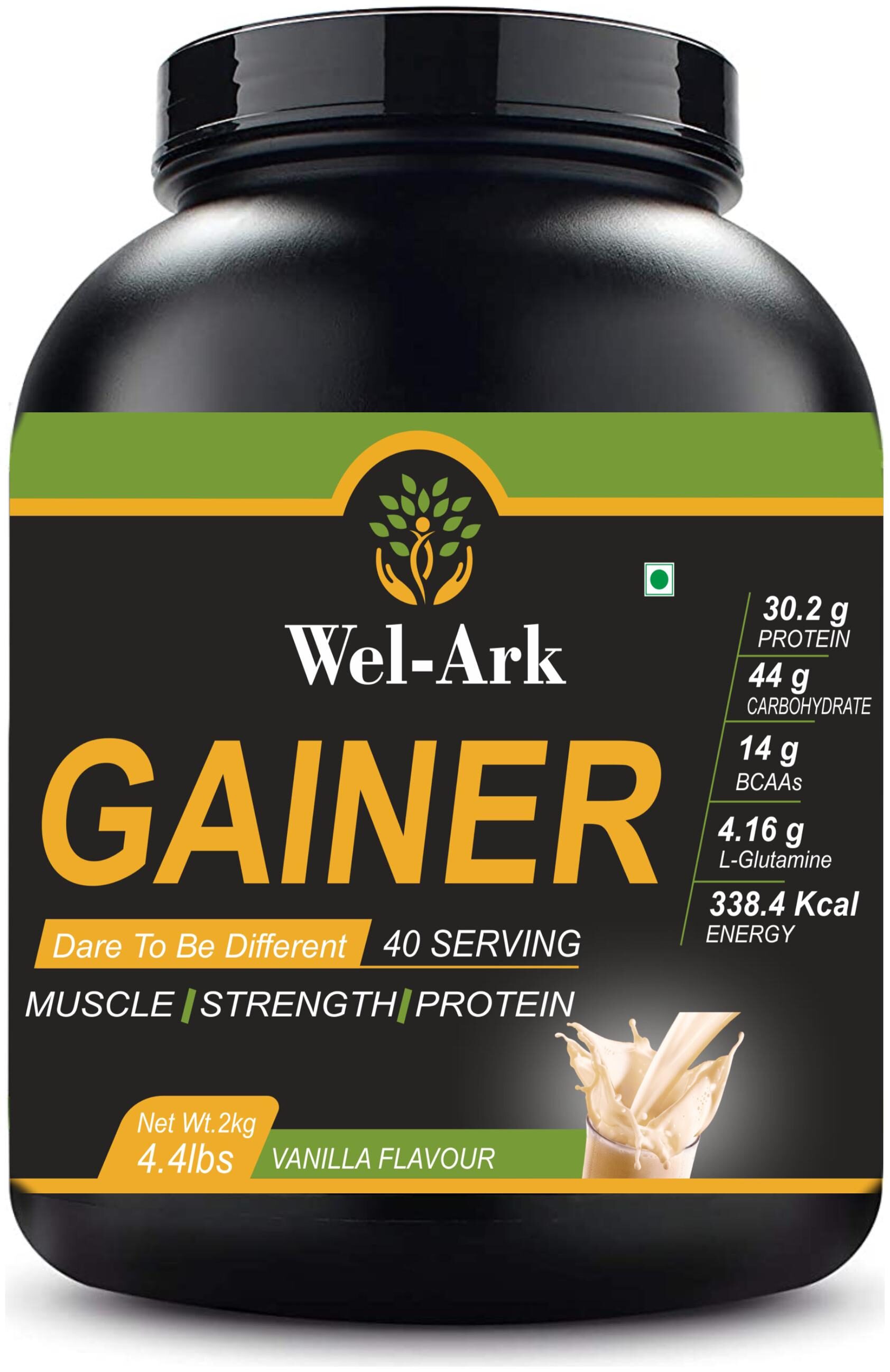 Buy WelArk Muscle Mass Gainer for men and women Vanilla Flavour 2kg (4