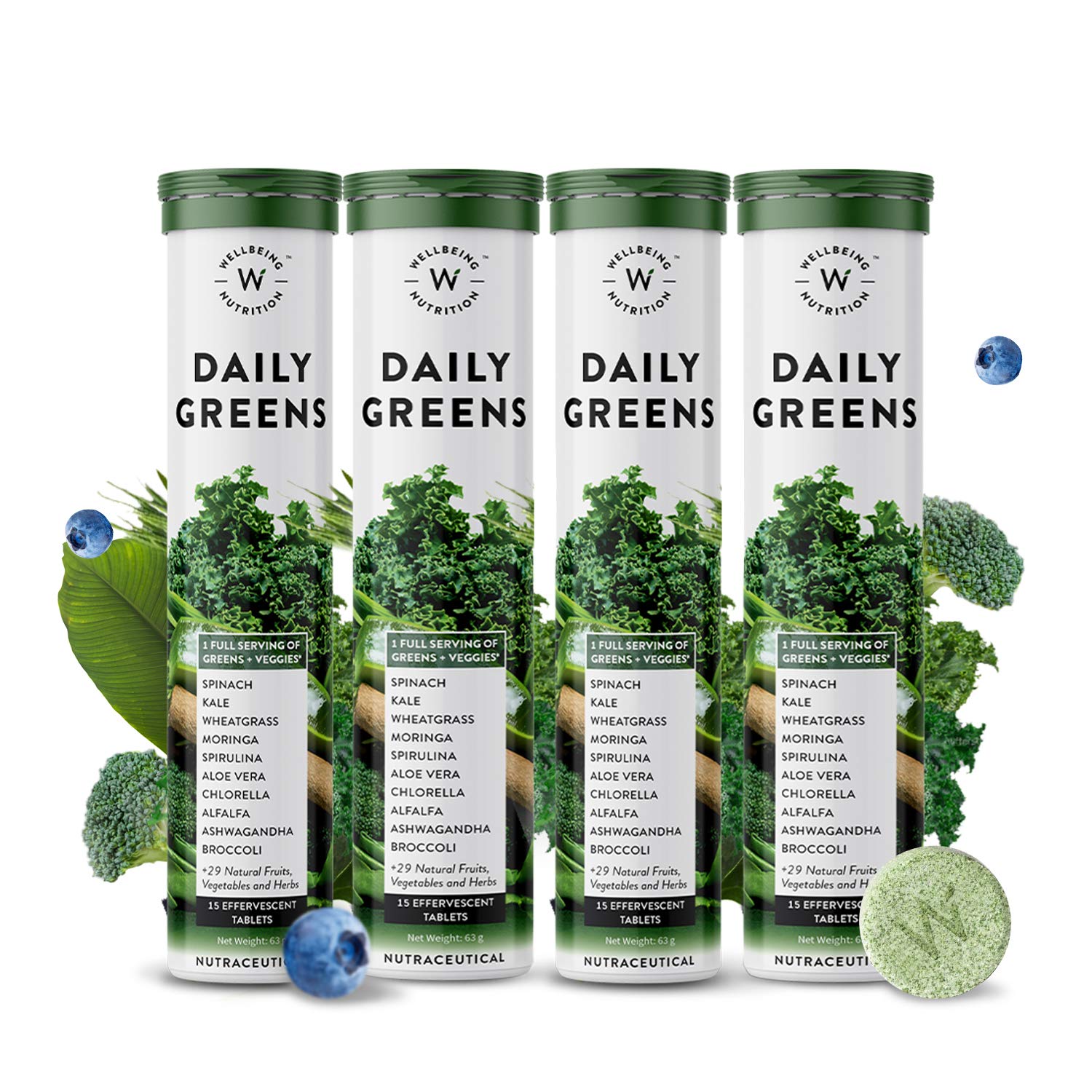 

Wellbeing Nutrition Multivitamin with Vitamin C Zinc B6 B12 Iron for Immunity and Detox with 39 Organic Certified Plant Superfoods Antioxidants(15 Tablets) Pack of 4