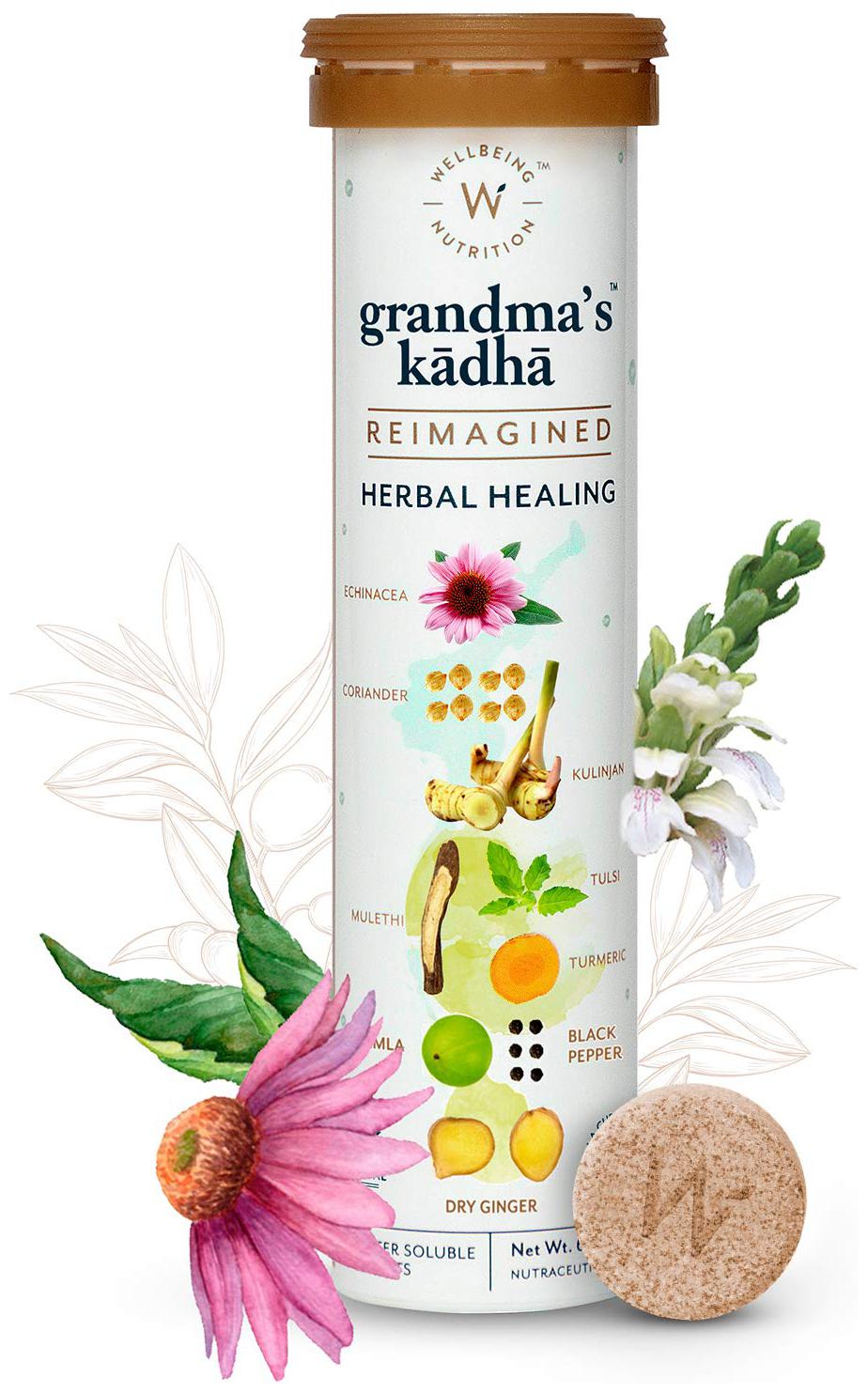 

Wellbeing Nutrition Grandma s Kadha Organic Certified Ayurvedic Kadha for Immunity (15 Effervescent Tablets) Pack of 1