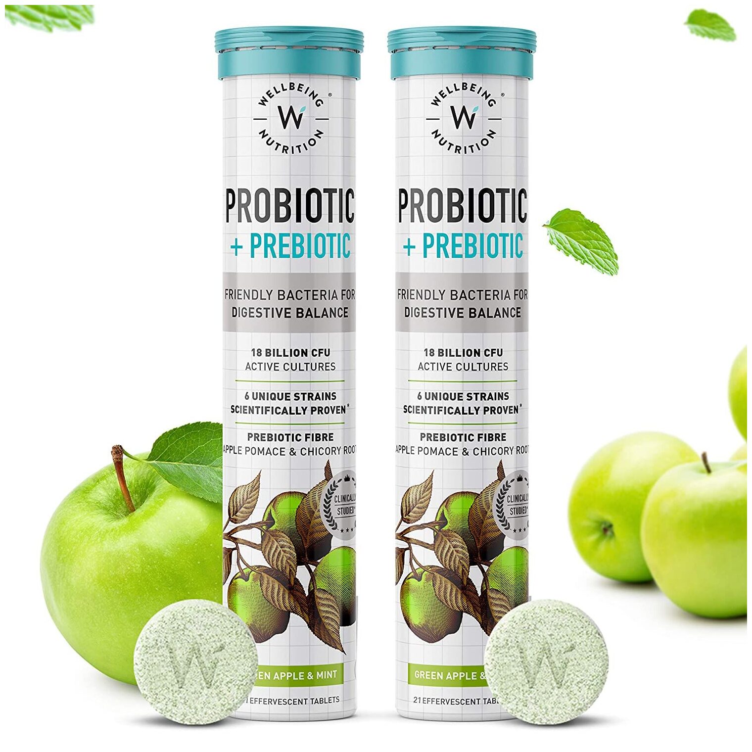 

Wellbeing Nutrition Daily Probiotic Prebiotic Plant Based 36 Billion CFU 6 Strains for Men Women with Organic Prebiotic Fiber for Digestion Gut Health Metabolism 21 Tabs(Pack of 2)