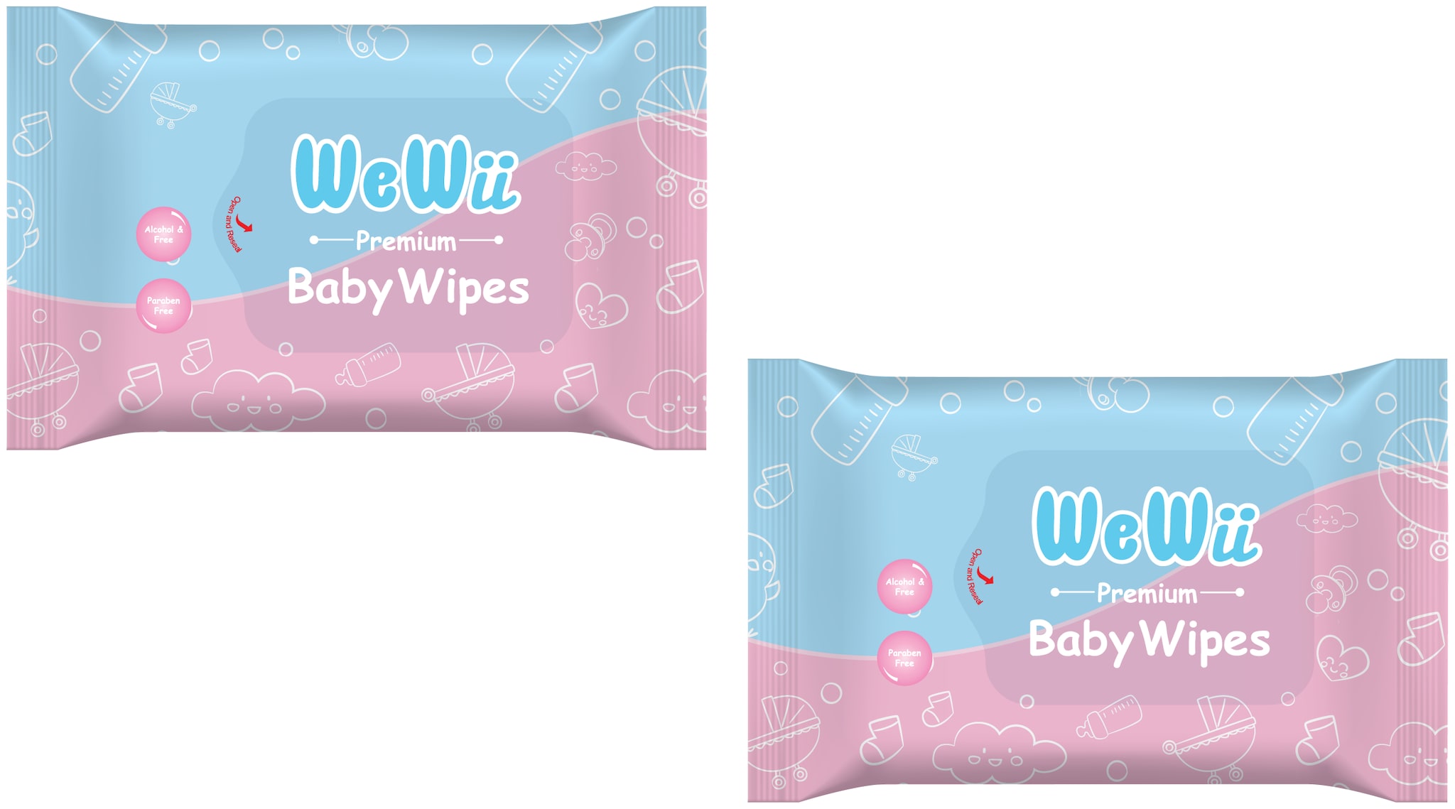WeWii Premium Baby Wet Wipes 100N Usable Wipes Per Pack Pack of 2