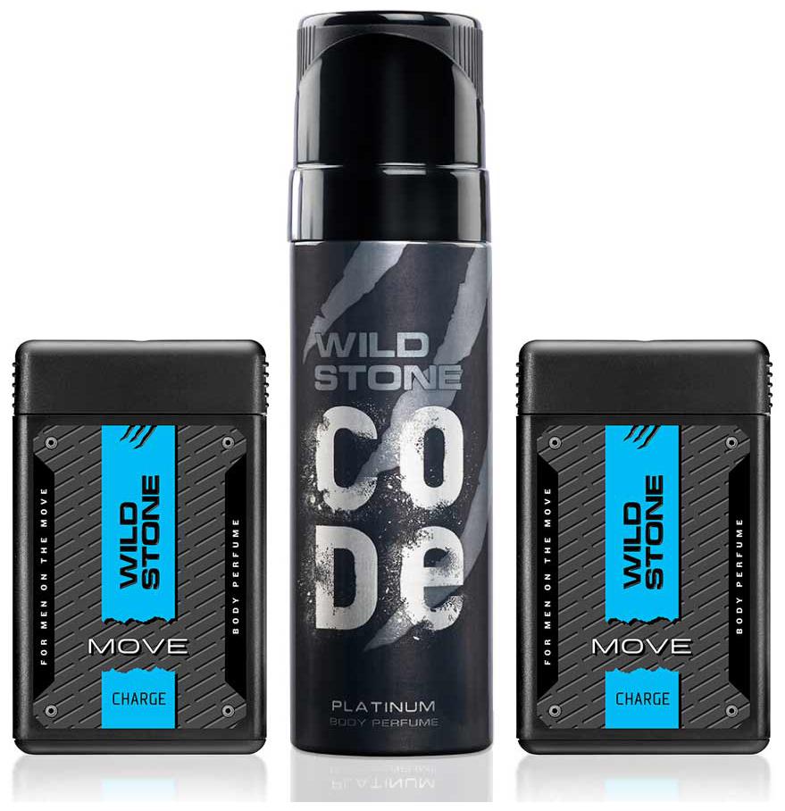 

Wild Stone 18ml x 2 Charge Pocket Perfume and 120ml Code Platinum Body Perfume Combo for Men (Pack of 3)
