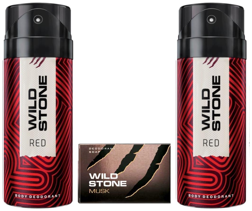 

Wild Stone 2 Red Deodorants (150 ml each) and Musk Soap (125 g) For Men Pack of 3