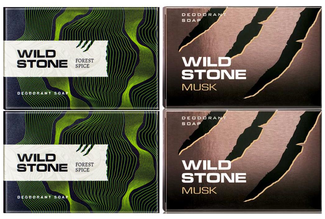 

Wild Stone 2 Forest Spice and 2 Musk Soaps For Men (125g ) Pack of 4