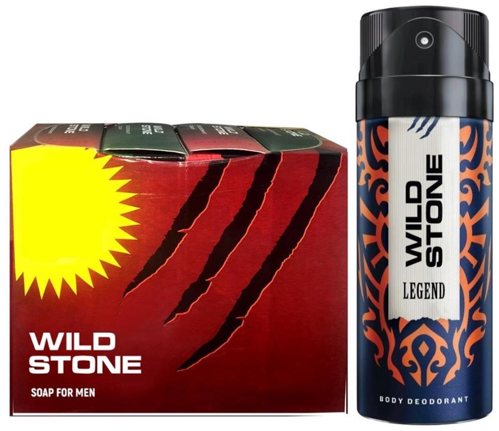 

Wild Stone 3 1 soaps (75 each) and Legend Deodorant (150 ml) for men - Pack of 2