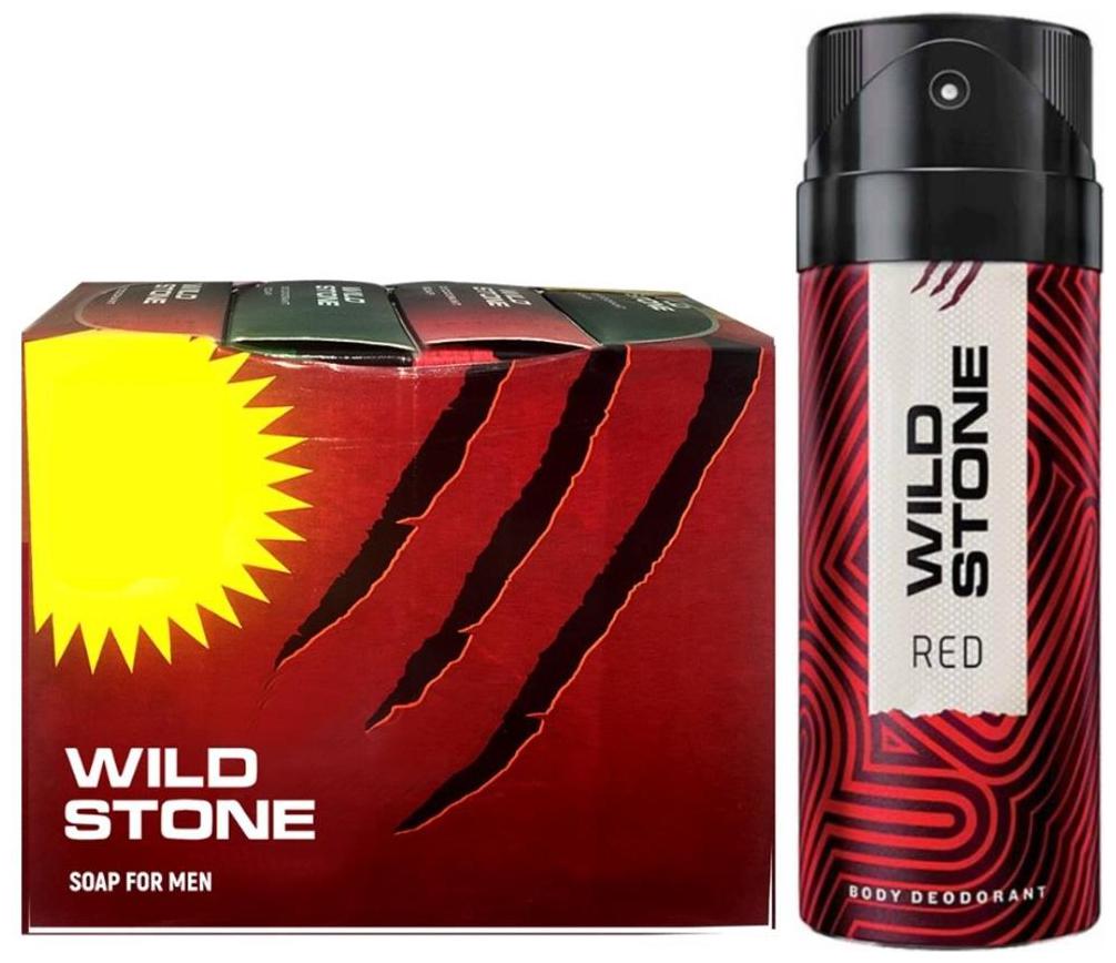 

Wild Stone 3 1 soaps (75 each) and Red Deodorant (150 ml) for men - Pack of 2