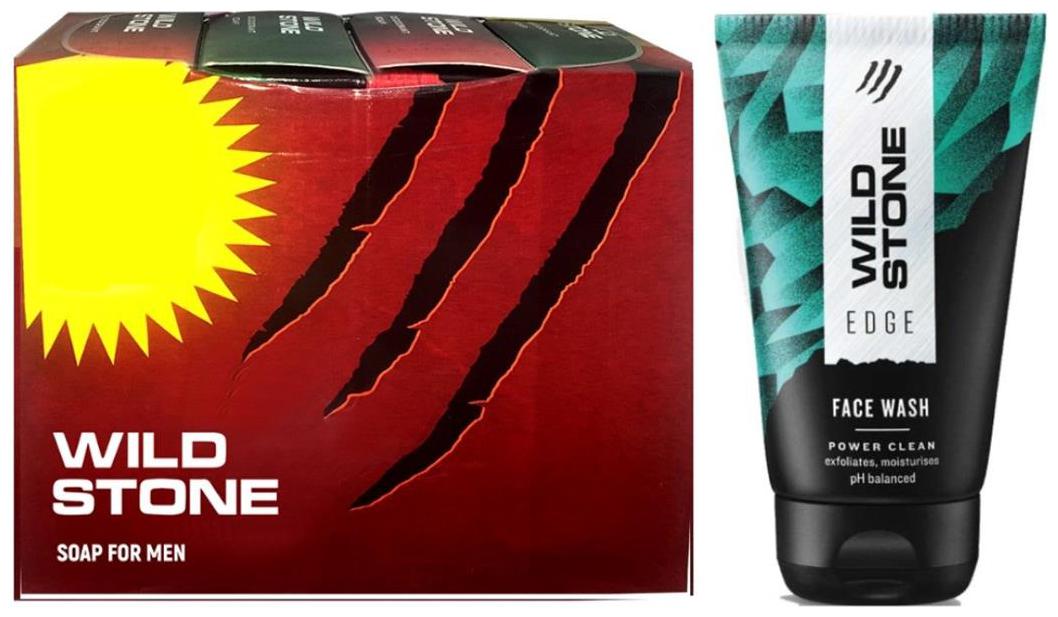 

Wild Stone 3 1 soaps (75 g each) and Edge Facewash (100ml) for men - Pack of 2