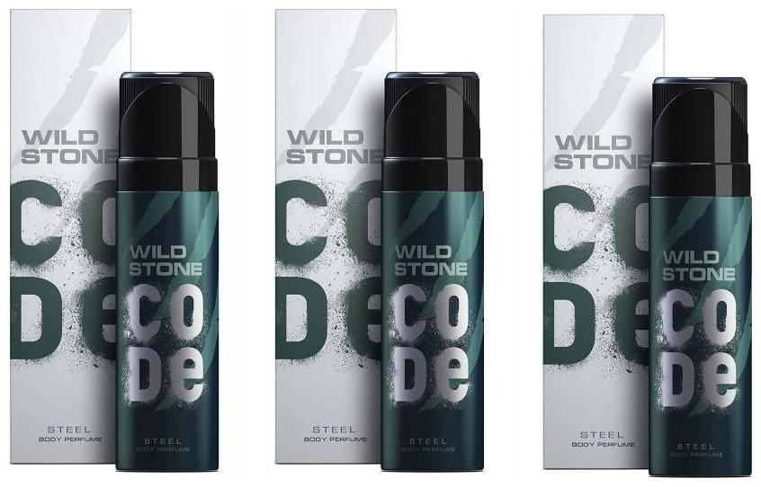 

Wild Stone Code Steel Perfume Body Spray Pack of 3 Combo (120 ml Each)
