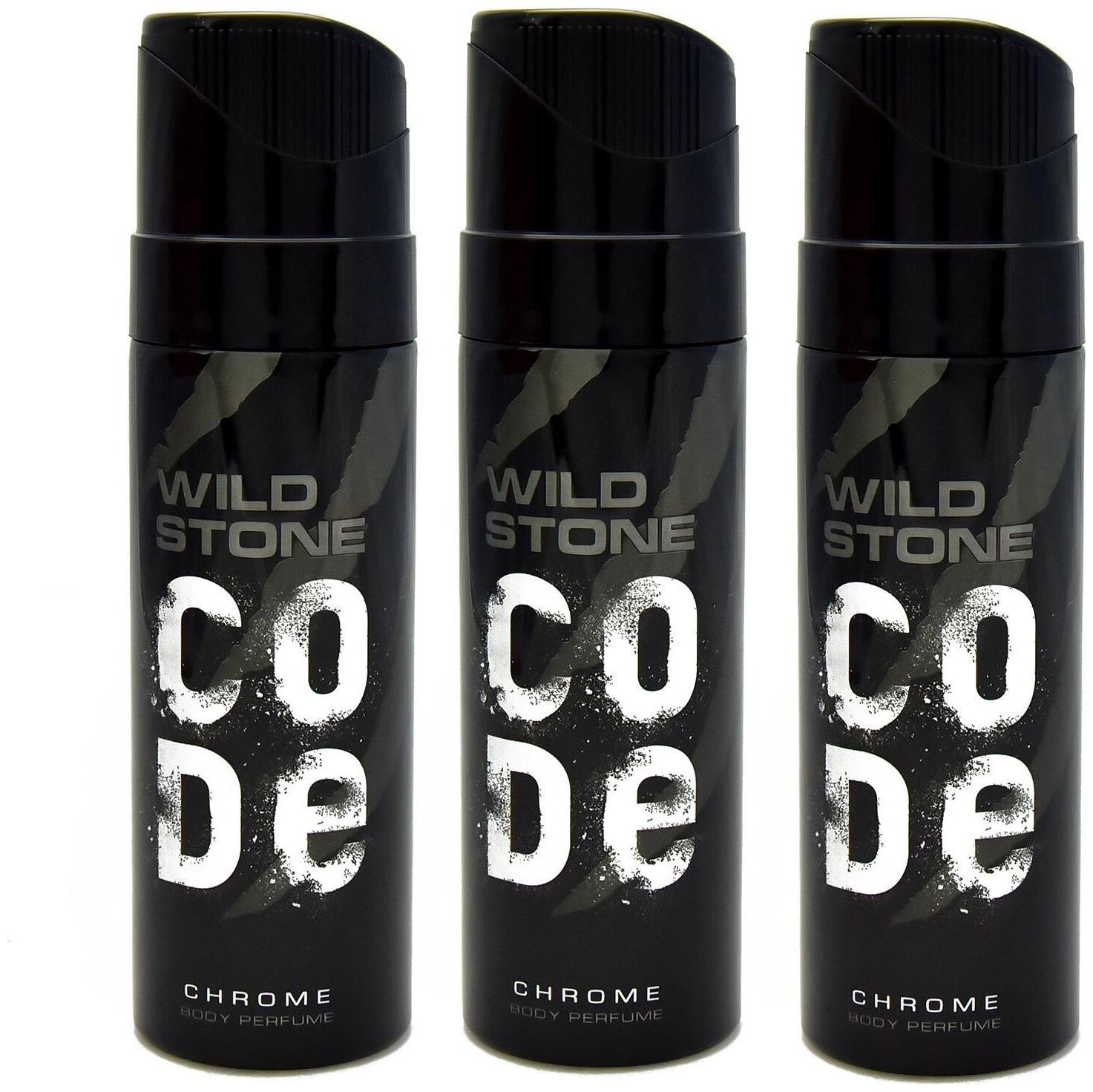 

Wild Stone Code Chrome Perfume Body Spray Pack of 3 Combo (120 ml Each)