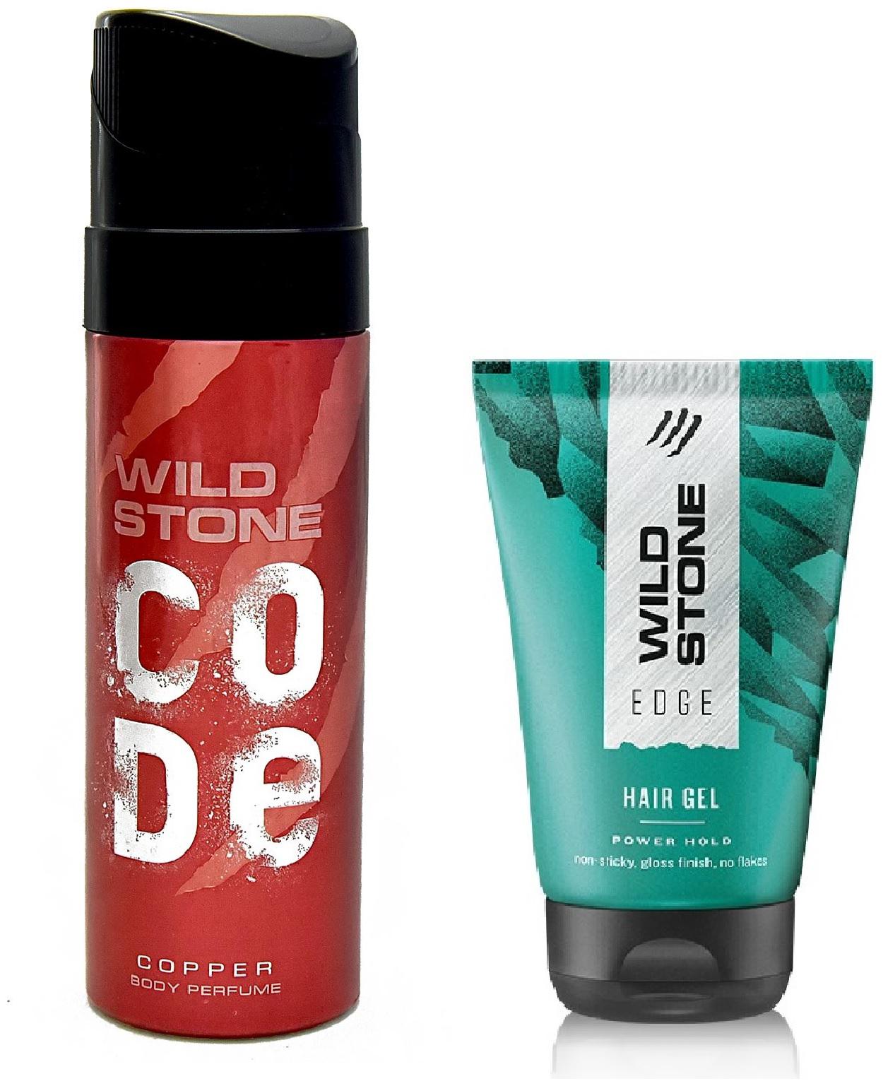

Wild Stone Code Copper Body Perfume (120 ml) and Edge Hairgel (50 g) For Men - Pack of 2