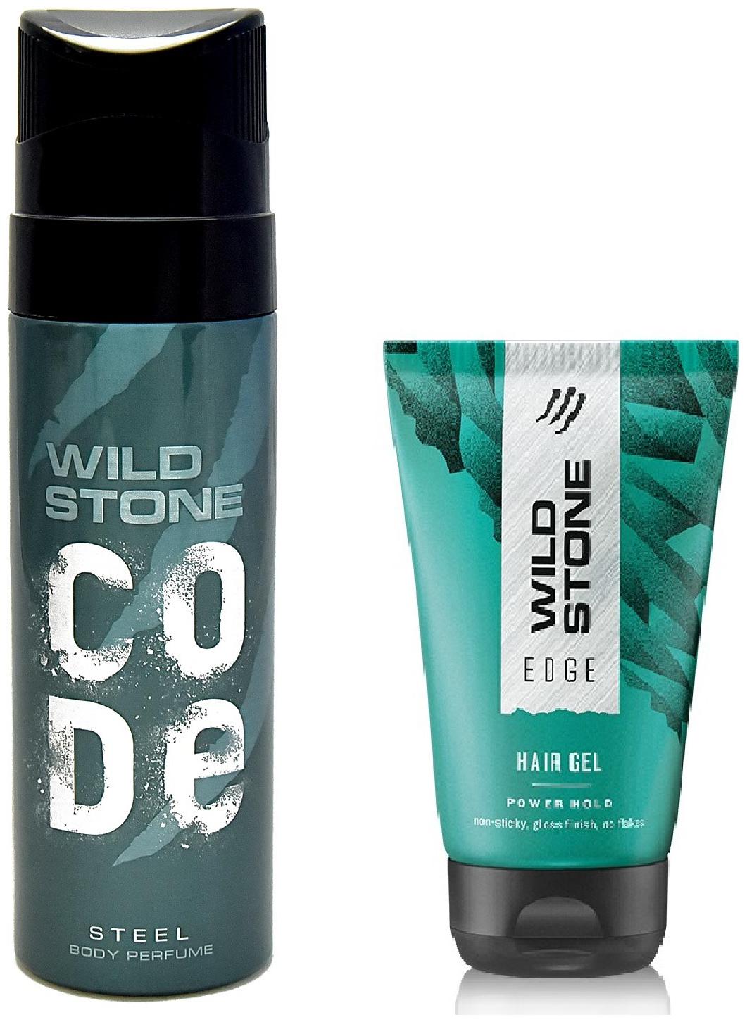 

Wild Stone Code Steel Body Perfume (120 ml) and Edge Hairgel (50 g) For Men - Pack of 2