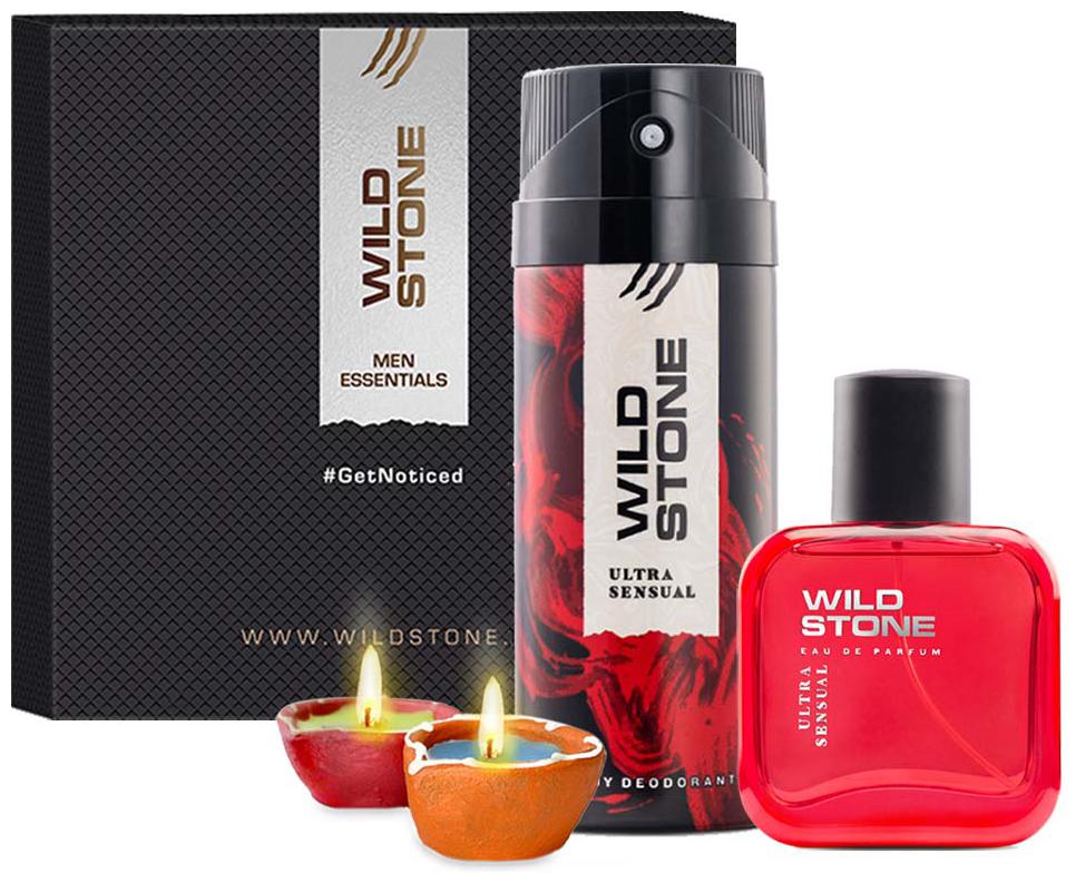 

Wild Stone Diwali Gift Box with Ultra Sensual Deodorant 150ml Perfume 100ml and 2 Diya) (Pack of 4)