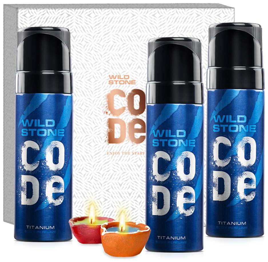 

Wild Stone Diwali Gift Box with Titanium Body Perfume 120mlx3 and 2 Diya)(Pack of 5)
