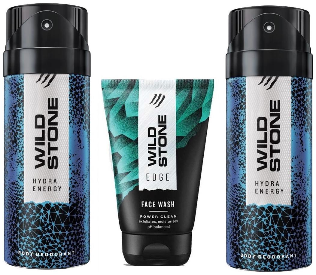 

Wild Stone Edge Facewash and 2 Hydra Energy Deodorant (Pack of 3)