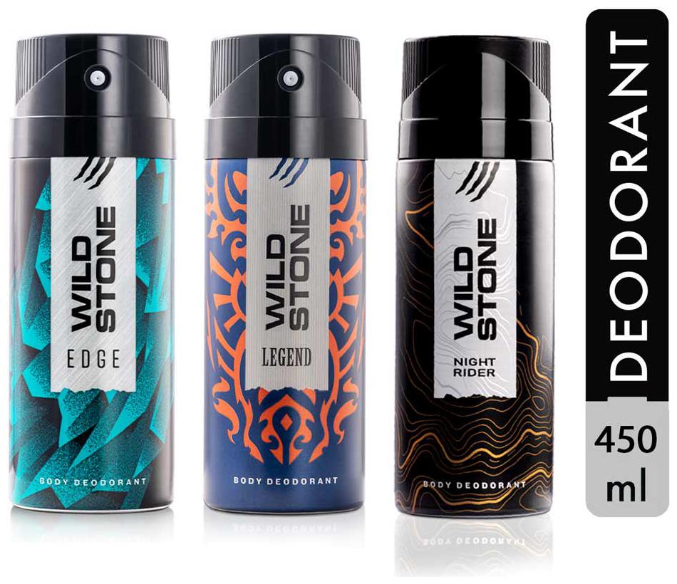 

Wild Stone Edge Night Rider and Legend Deodorant for Men Pack of 3 (150ml each)