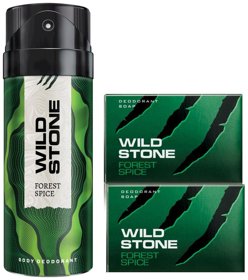 

Wild Stone Forest Spice Deodorant(150ml each) and 2 Forest Spice Soap(75g each) Pack of 3