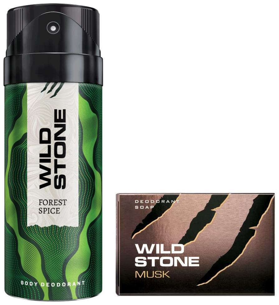 

Wild Stone Forest Spice Deodorant(150ml each) and Musk Soap(125g each) Pack of 2