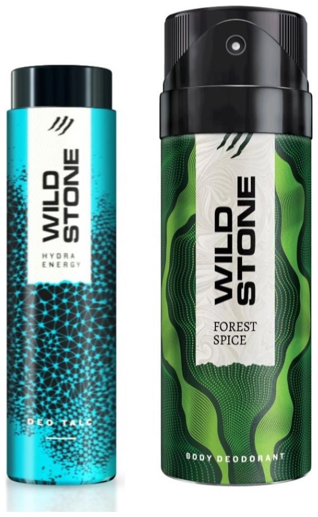 

Wild Stone Forest Spice Deodorant (150 ml) and Hydra Energy Talc (50 g)- Pack of 2