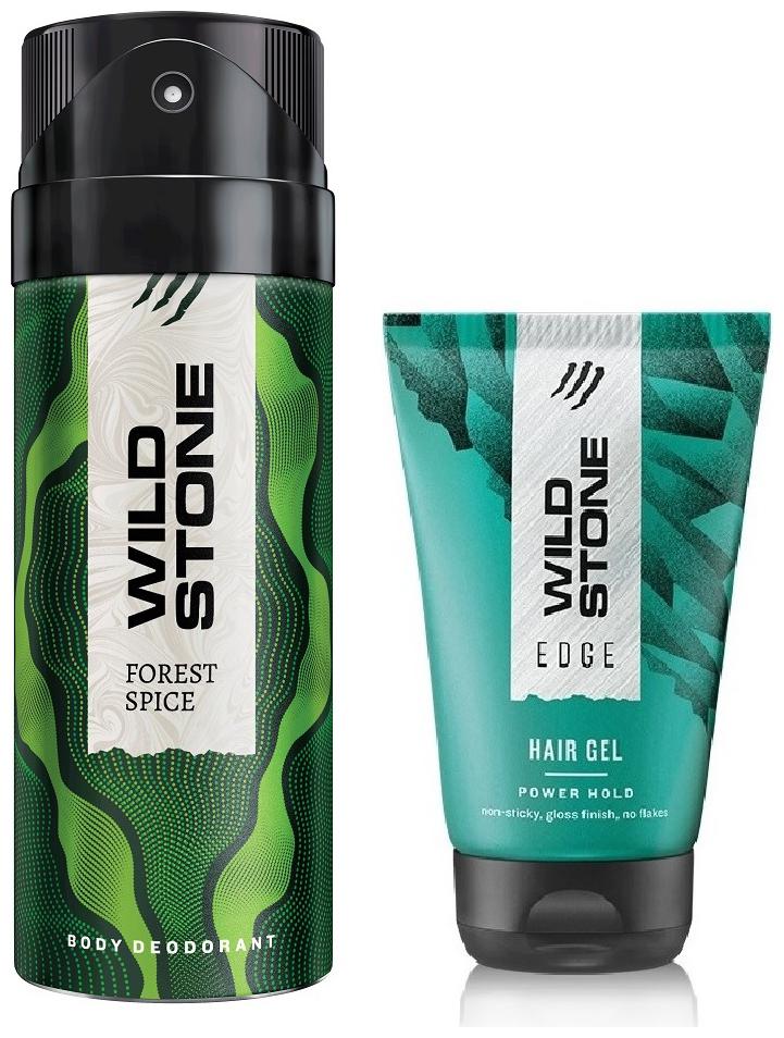 

Wild Stone Forest Spice Deodorant (150 ml) and Edge Hairgel (50 g) For Men - Pack of 2