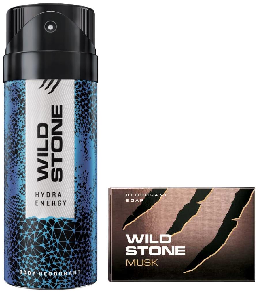 

Wild Stone Hydra Energy Deodorant(150ml each) and Musk Soap(125g each) Pack of 2
