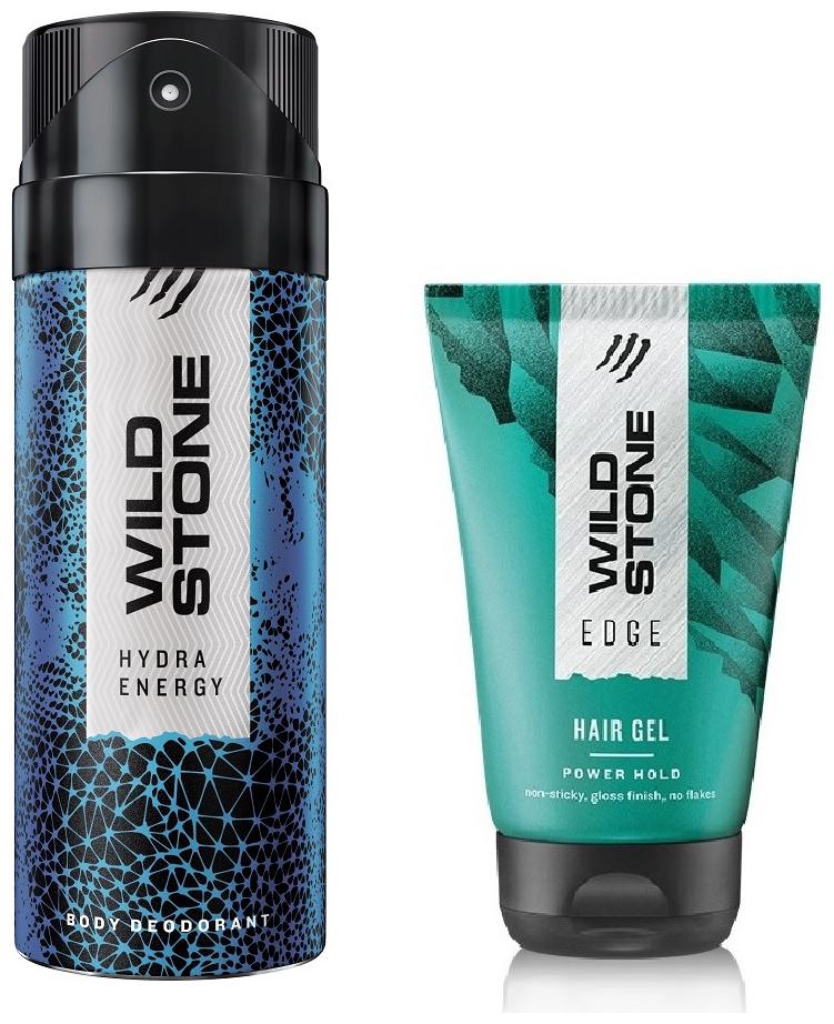 

Wild Stone Hydra Energy Deodorant (150 ml) and Edge Hairgel (50 g) For Men - Pack of 2