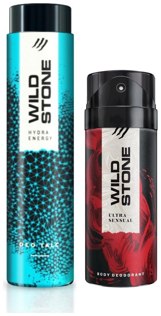 

Wild Stone Hydra Energy Talc (300 g) and Ultra Sensual Deodorant (150 ml ) for men- Pack of 2