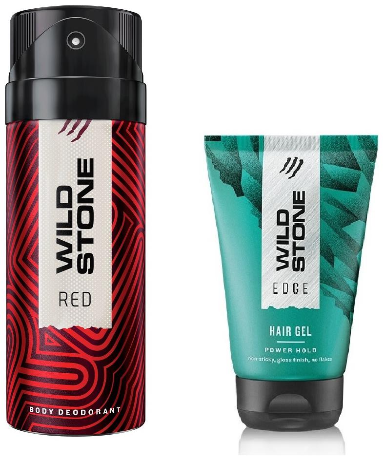 

Wild Stone Red Deodorant (150 ml) and Edge Hairgel (50 g) For Men - Pack of 2