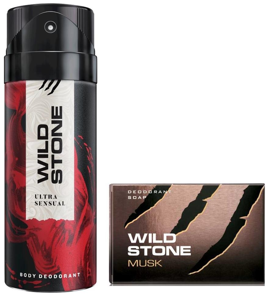

Wild Stone Ultra Sensual Deodorant(150ml each) and Musk Soap(125g each) Pack of 2