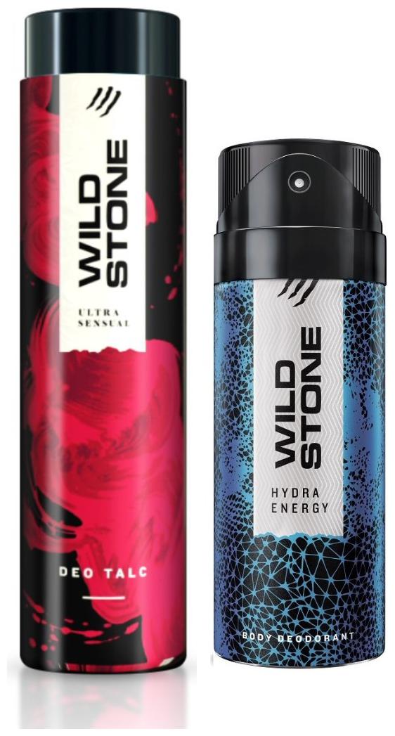 

Wild Stone Ultra Sensual Talc (300 g) and Hydra Energy Deodorant (150 ml ) for men- Pack of 2
