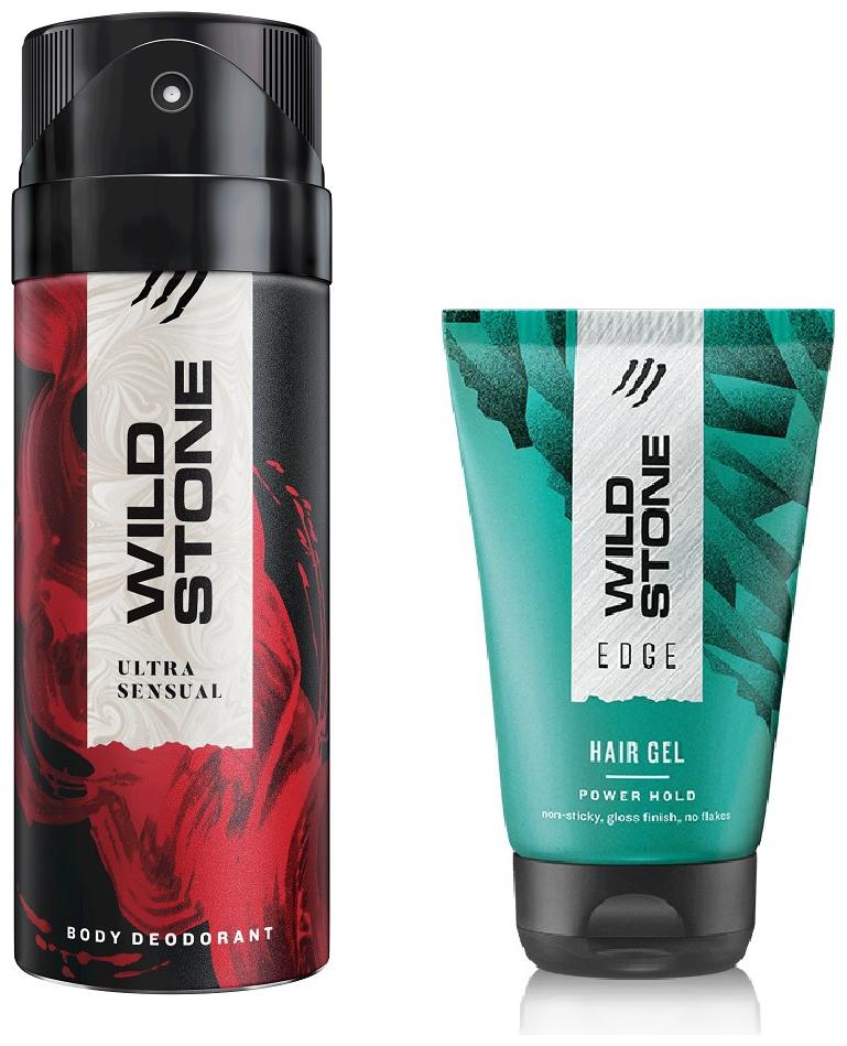 

Wild Stone Ultra Sensual Deodorant (150 ml) and Edge Hairgel (50 g) For Men - Pack of 2