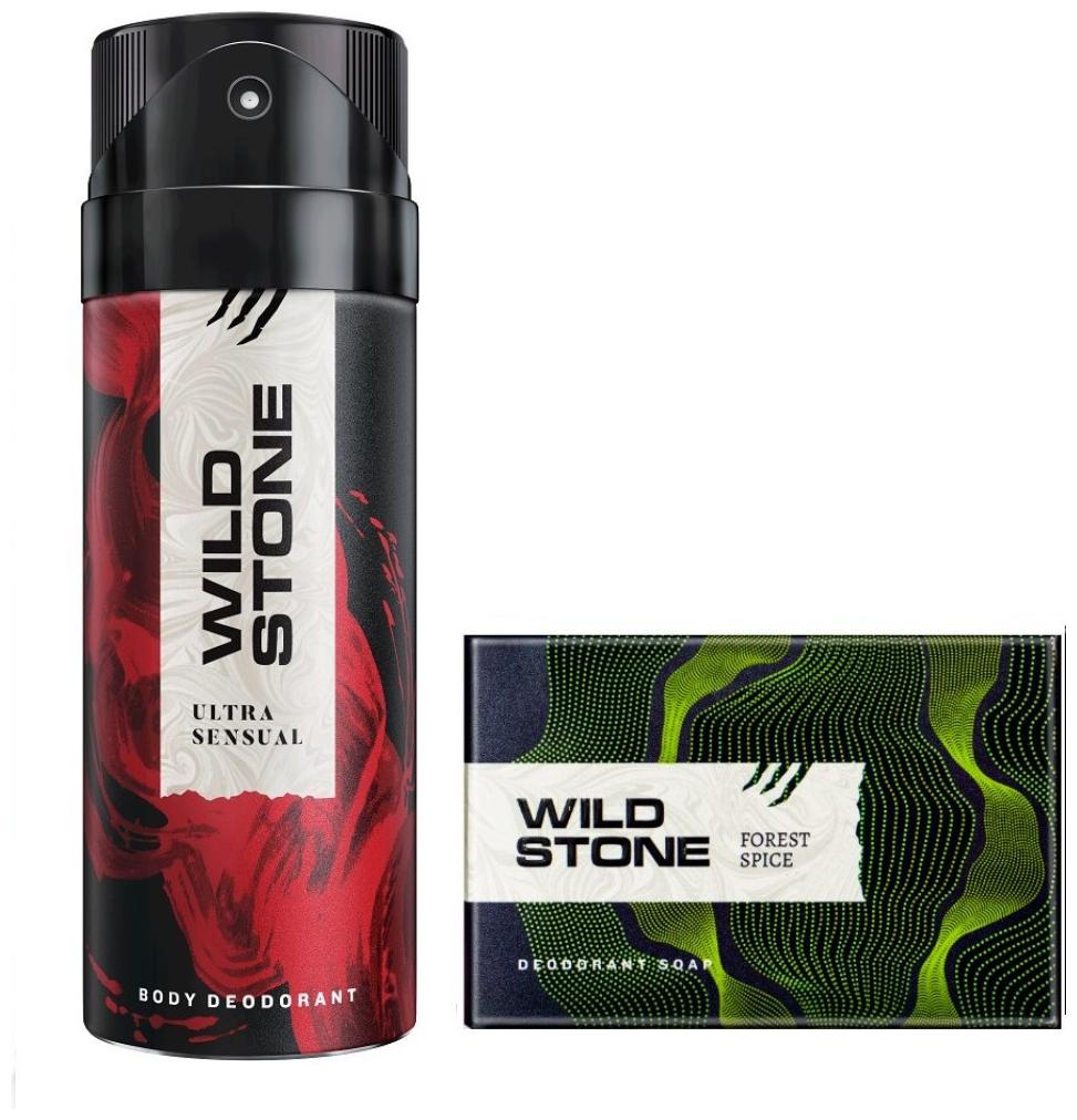 

Wild Stone Ultra Sensual Deodorant(150ml ) and Forest Spice Soap(125g ) Pack of 2