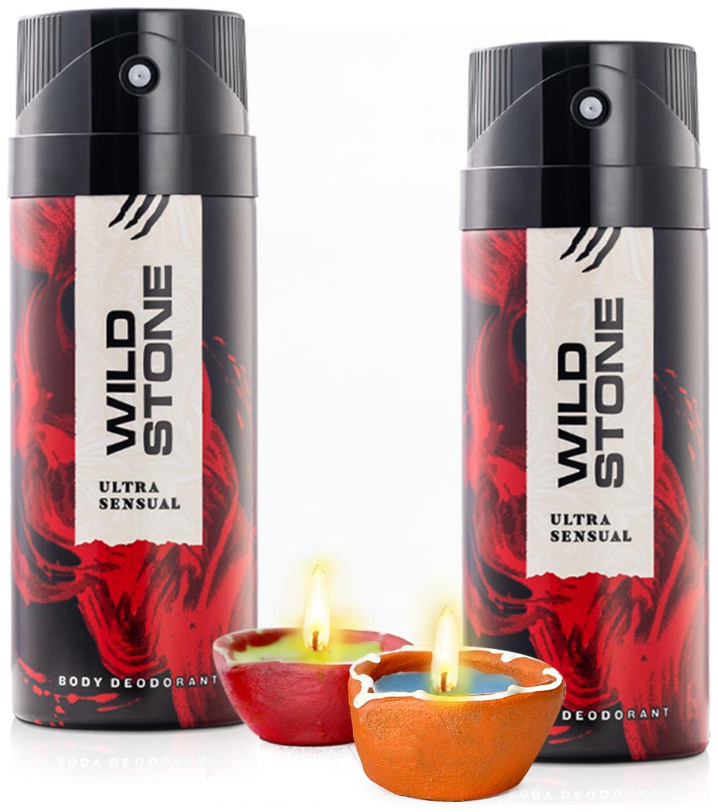 

Wild Stone Ultra Sensual Deodorant 150mlx2 with 2 Diya) (Pack of 4)