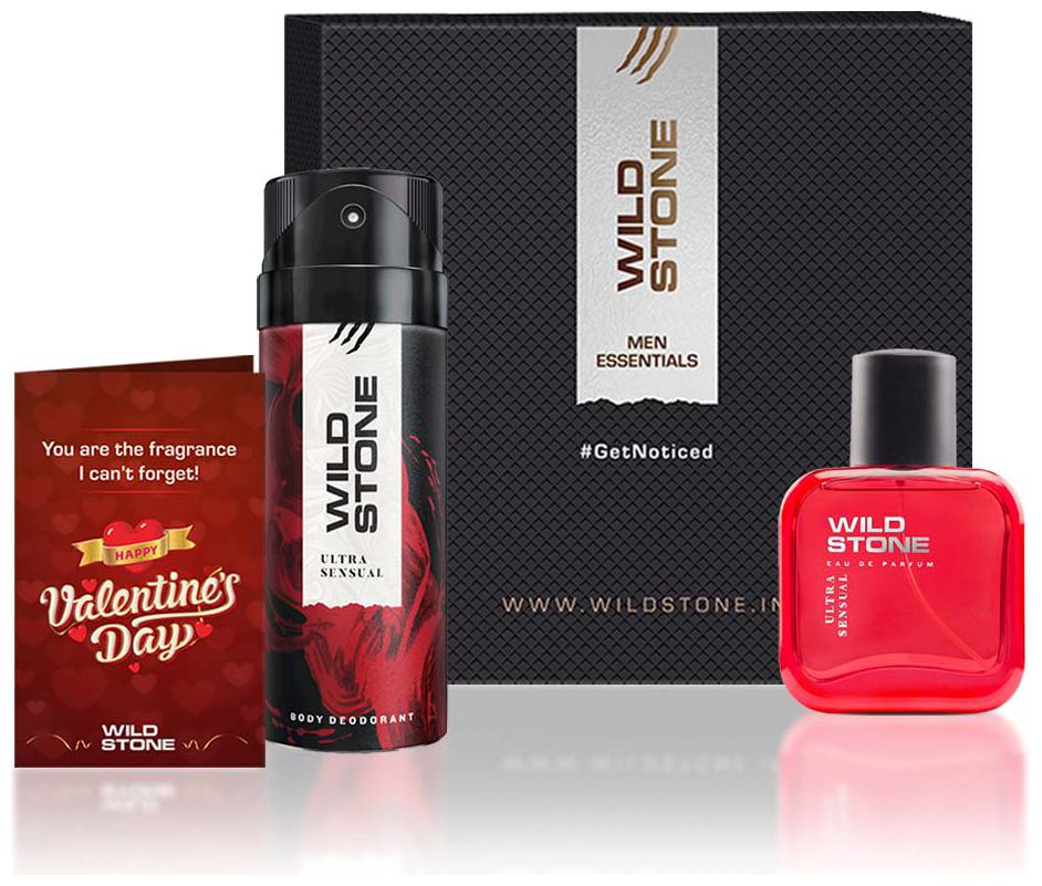 

Wild Stone Valentine Gift Box 1 X Valentine Greeting Card with Ultra Sensual Deodorant 150ml and Perfume 50ml(Pack of 3)