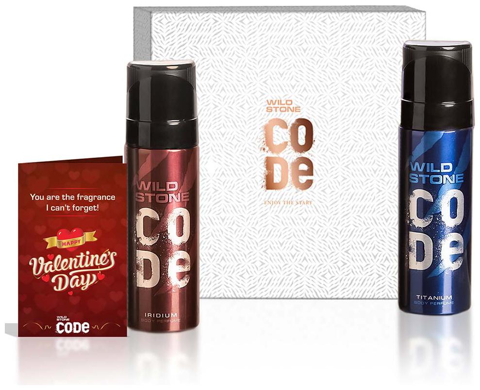 

Wild Stone Valentine Gift Box 1 X Valentine Greeting Card with Code Iridium -120ml and Titanium Body Perfume -120ml -(Pack of 3)