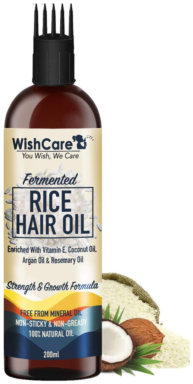 

WishCare Fermented Rice Hair Oil With Deep Root Hair Applicator Increases Strength Promotes Growth 200 ml Pack of 1